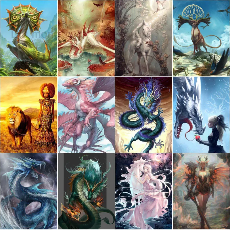 

Animal 5D Diy Diamond Painting Dragon Monster Full Square Round Mythical Beast Embroidery Mosaic Art Cross Stitch Kit Home Decor
