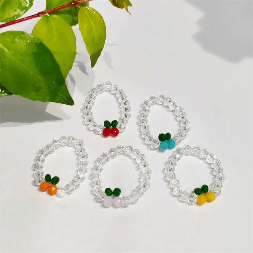 Korean Fashion Crystal Glass Beaded Fruit Cherry Lemon Green Leaf Flexible Rings For Women Girl Party Summer Jewelry Accessories
Korean Fashion Crystal Glass Beaded Fruit Cherry Lemon Green Leaf Flexible Rings For Women Girl Party Summer Jewelry Accessories