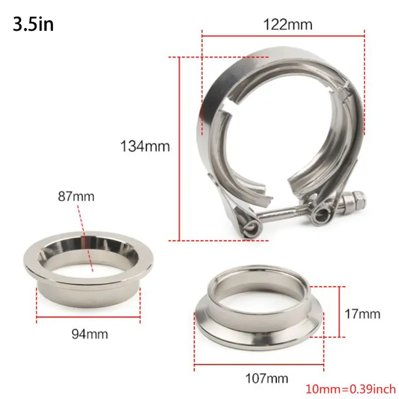 Quick Release V-band Exhaust Clamp Male Female Flanges Kit Stainless Steel Universal V band 1.5 2" 2.5" 3.25" 3.5" |
