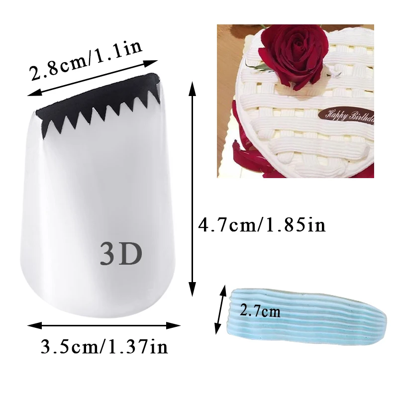 #3D Icing Piping Nozzle High Quality Seamless Icing Tube Cake Decorating Pastry Tip Tool Basketweave Nozzles Large Size 8 Teeth 
#3D Icing Piping Nozzle High Quality Seamless Icing Tube Cake Decorating Pastry Tip Tool Basketweave Nozzles Large Size 8 Teeth