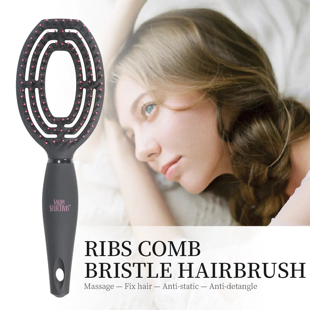 

Ribs Pig Mane Nylon Needle Massage Combs ABS Men and Women Anti-Static Massage Hairdressing Comb Edge Control
