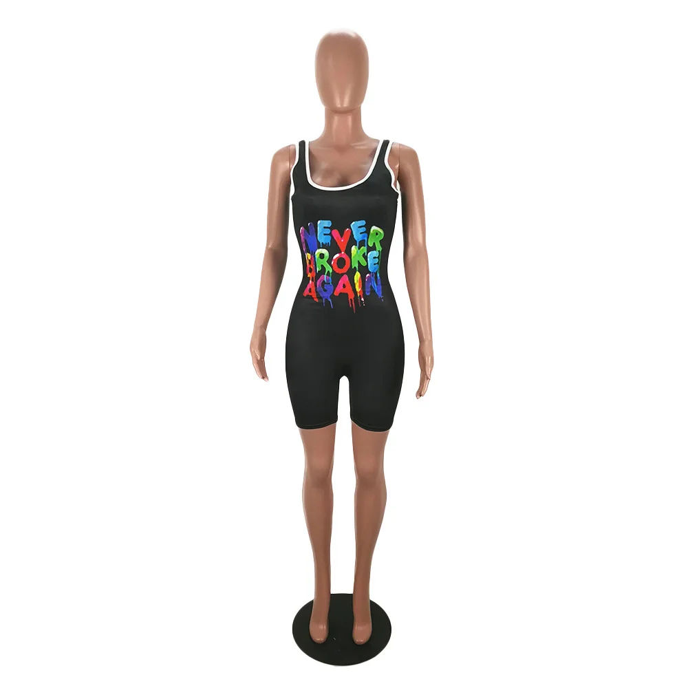 Rainbow Letter Print Slim Fit Playsuits Women Sexy Low Neck Sleeveless Tank Jumpsuit Active Wear Girls Skinny One Piece Overalls
Rainbow Letter Print Slim Fit Playsuits Women Sexy Low Neck Sleeveless Tank Jumpsuit Active Wear Girls Skinny One Piece Overalls