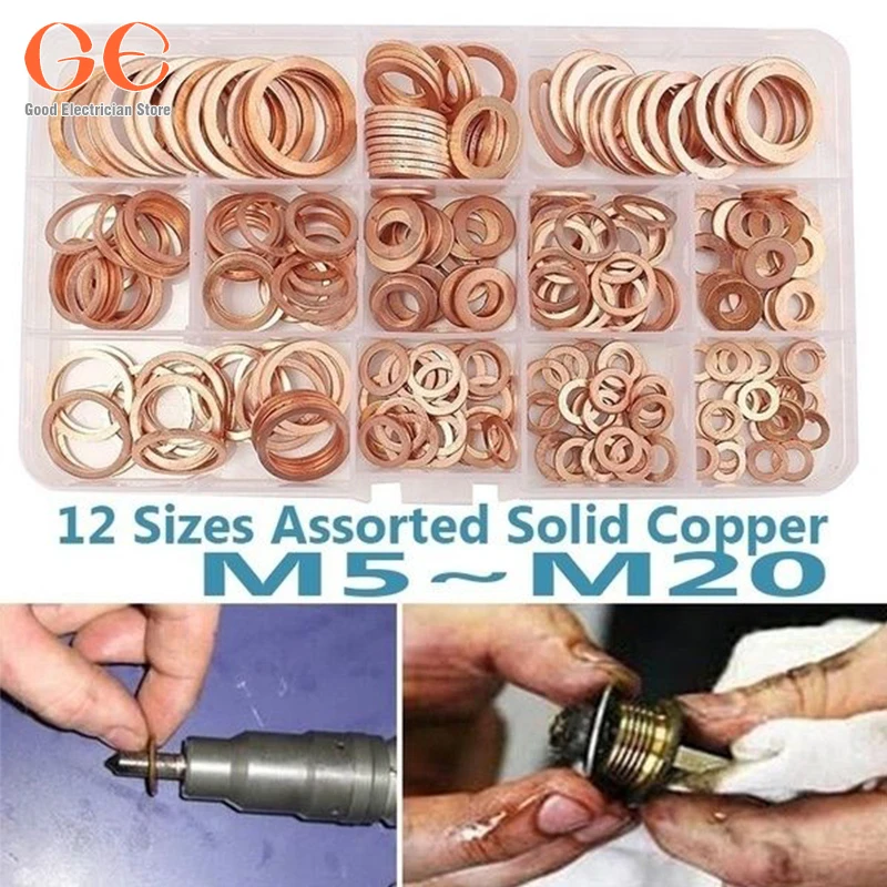 

280PCS Copper Gasket Nut & Bolt Sets Fastener Screw Washers Sets states ag parts valve cover gasket washer portable washer