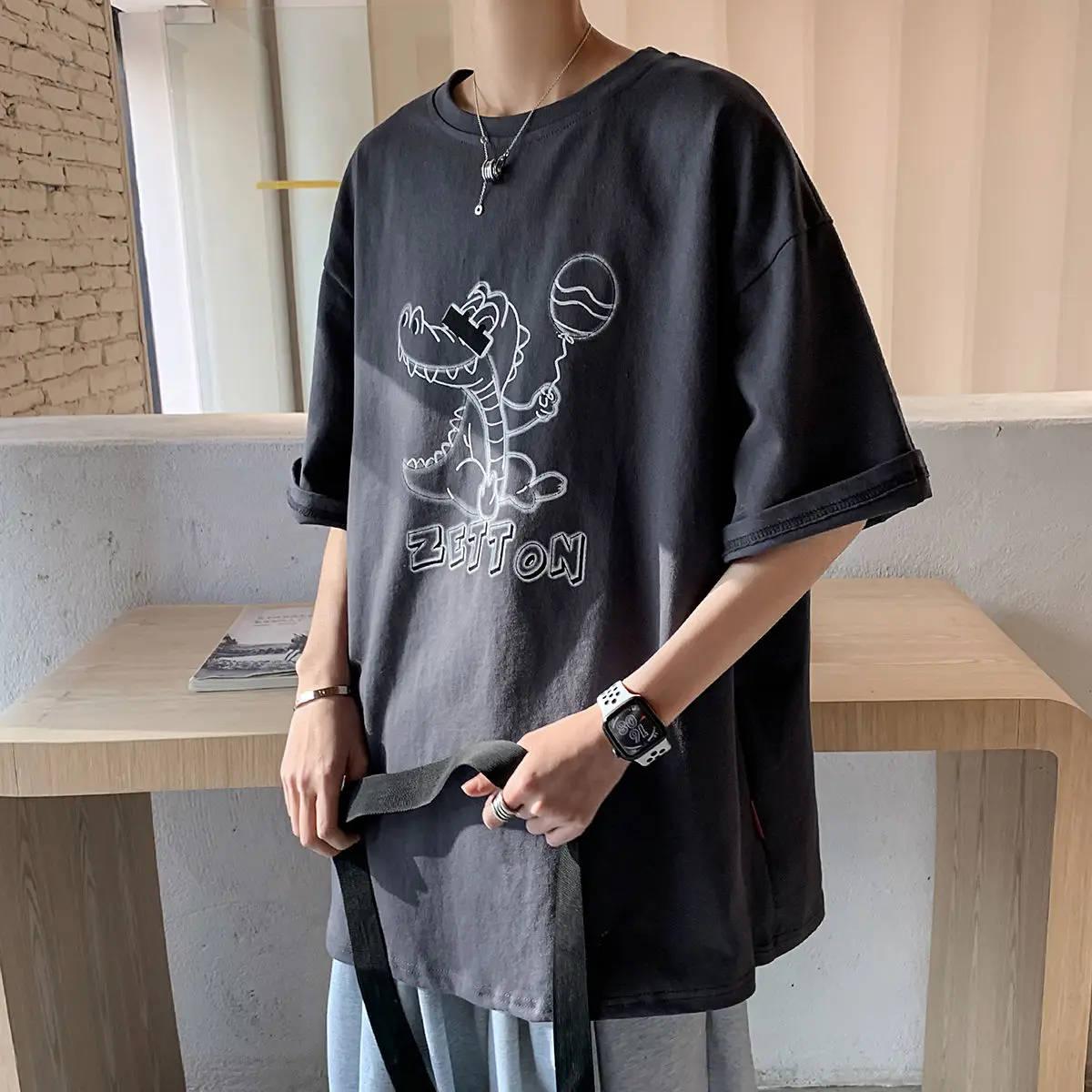 Summer Short Sleeve T-shirt Men Printed Cartoon Dinosaur Loose Casual Sports Tops O-neck Male Clothes Fashion Streetwear Tide
Summer Short Sleeve T-shirt Men Printed Cartoon Dinosaur Loose Casual Sports Tops O-neck Male Clothes Fashion Streetwear Tide