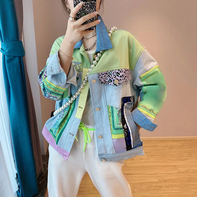 Patchwork Color Block Denim Jacket Woman Vintage Fashion Casual High Streetwear 2023 Loose Turn down Jeans Coat Fall Winter
Patchwork Color Block Denim Jacket Woman Vintage Fashion Casual High Streetwear 2023 Loose Turn down Jeans Coat Fall Winter
