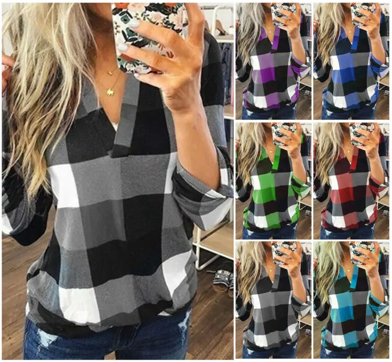 2019 New Fashion Women's Long Sleeve Plaid V-neck Top(vestidos haajuku streetwear) For Female Women Ladies
2019 New Fashion Women's Long Sleeve Plaid V-neck Top(vestidos haajuku streetwear) For Female Women Ladies