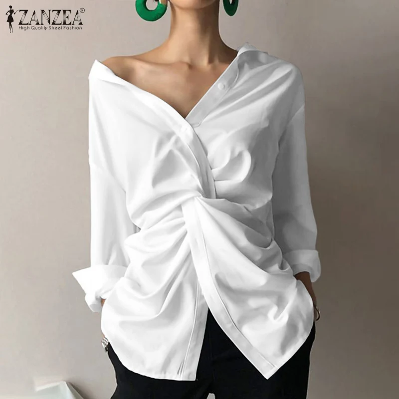 ZANZEA Fashion Women's Asymmetrical Blouse Casual Long Sleeve Shirts Female Lapel Tops Summer Blusas Tunic Tops
ZANZEA Fashion Women's Asymmetrical Blouse Casual Long Sleeve Shirts Female Lapel Tops Summer Blusas Tunic Tops