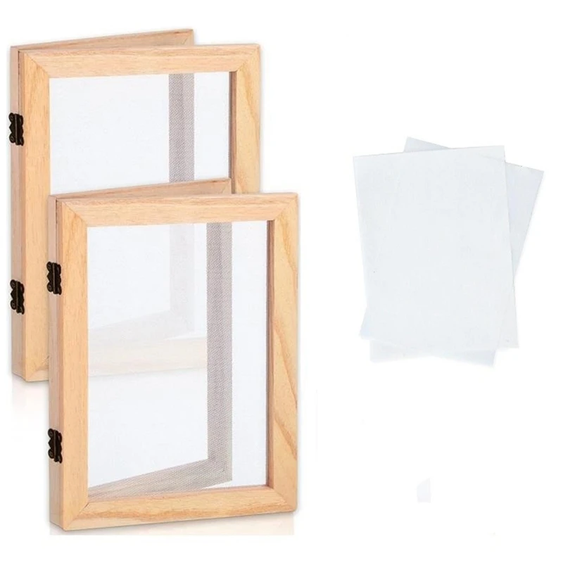 2 Pack Wooden Paper Making Mould Wooden Papermaking Frame with Mesh and Cloth, Screen Printing Frame for DIY Paper Craft
2 Pack Wooden Paper Making Mould Wooden Papermaking Frame with Mesh and Cloth, Screen Printing Frame for DIY Paper Craft