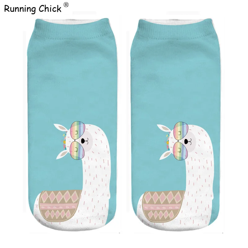 

Running Chick Funny Alpaca Women Blue Socks Wholesale Print Cn(origin) Polyester STANDARD
