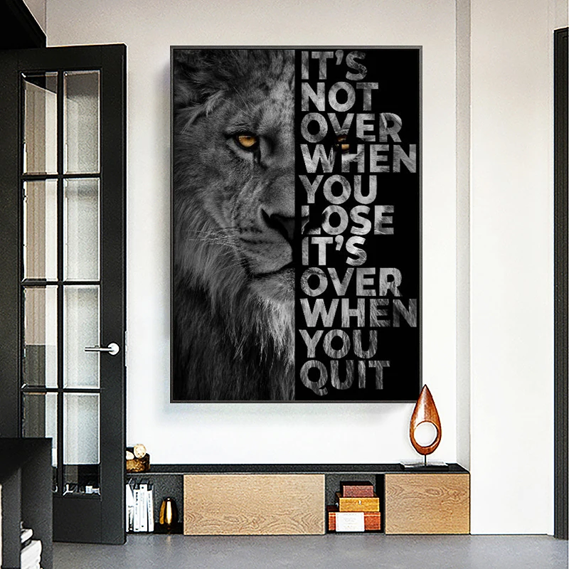 Black Lion with Inspirational Words Canvas Painting Cuadros Posters Print Wall Art for Living Room Home Decor
Black Lion with Inspirational Words Canvas Painting Cuadros Posters Print Wall Art for Living Room Home Decor