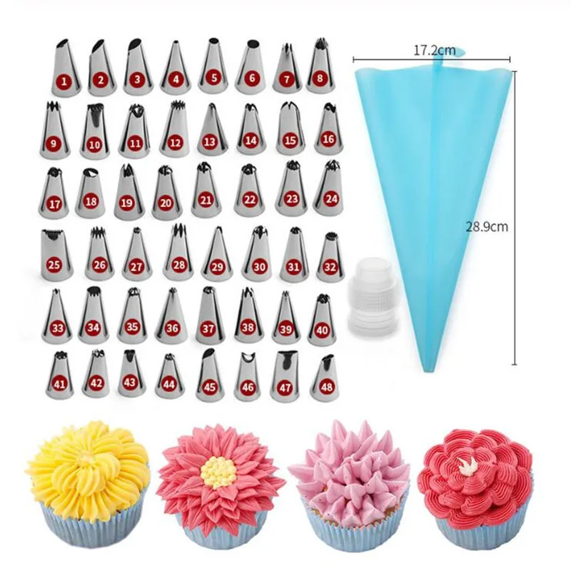 50Pcs/lot DIY Cake Decorating Tip Set Mouth Icing Piping Cream Pastry Bag 48 Stainless Steel Nozzle Cookie Baking Decor Tools
50Pcs/lot DIY Cake Decorating Tip Set Mouth Icing Piping Cream Pastry Bag 48 Stainless Steel Nozzle Cookie Baking Decor Tools