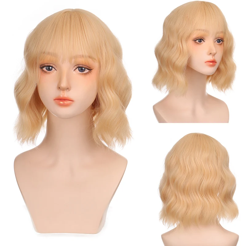 

Short wave various colorsgradient color wigs, ladies natural synthetic hair wigs with tassels suitable for cosplay daily parties