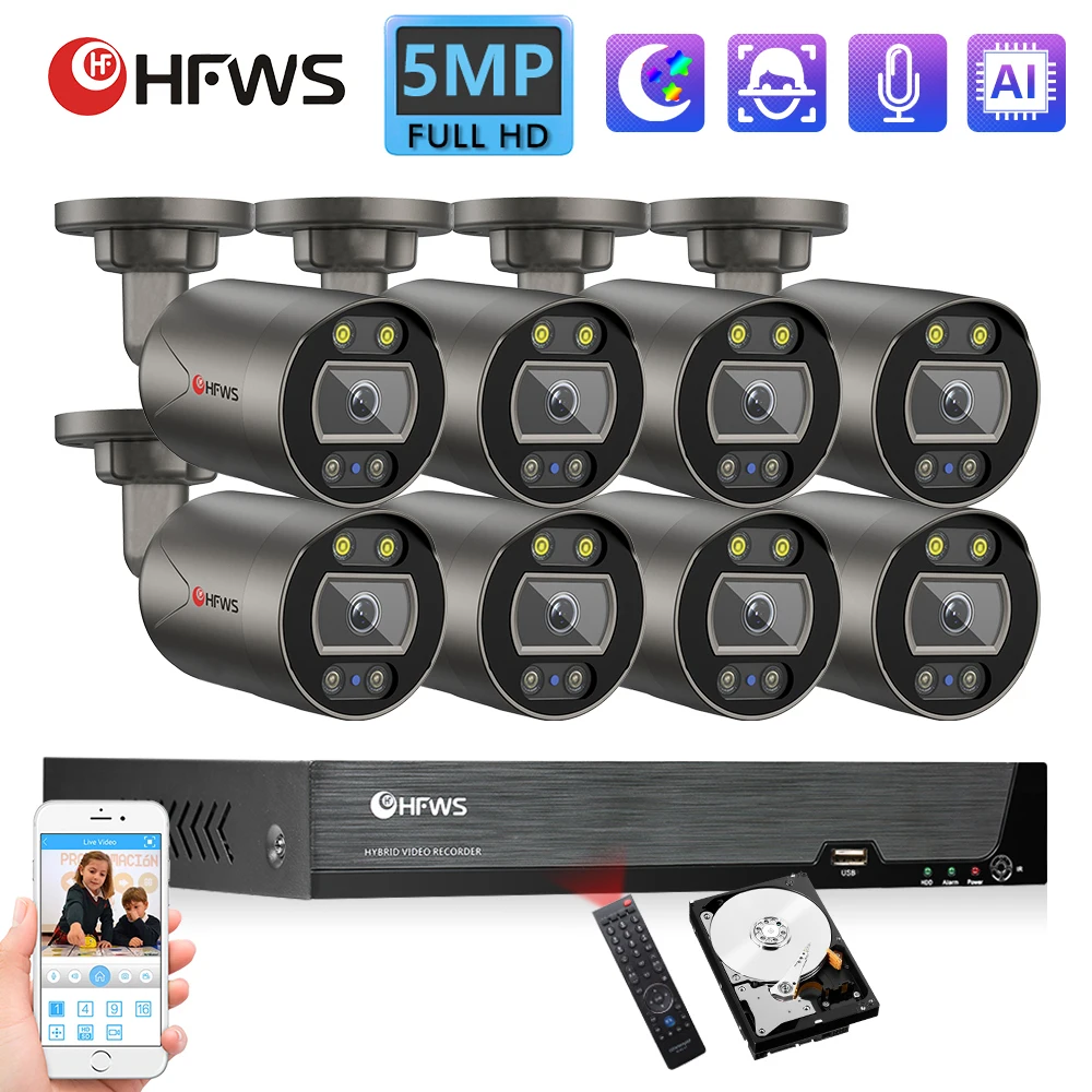 HFWVISION комплект камер видеонаблюдения 8CH Nvr система камер безопасности 5mp CCTV Poe Набор камер
HFWVISION комплект камер видеонаблюдения 8CH Nvr система камер безопасности 5mp CCTV Poe Набор камер
