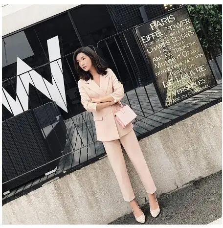 Casual 2 Pieces Set Women Pant Suits Notched Collar Blazer Jacket & Ankle-length Pants OL Female Suits 2018 Autumn
Casual 2 Pieces Set Women Pant Suits Notched Collar Blazer Jacket & Ankle-length Pants OL Female Suits 2018 Autumn