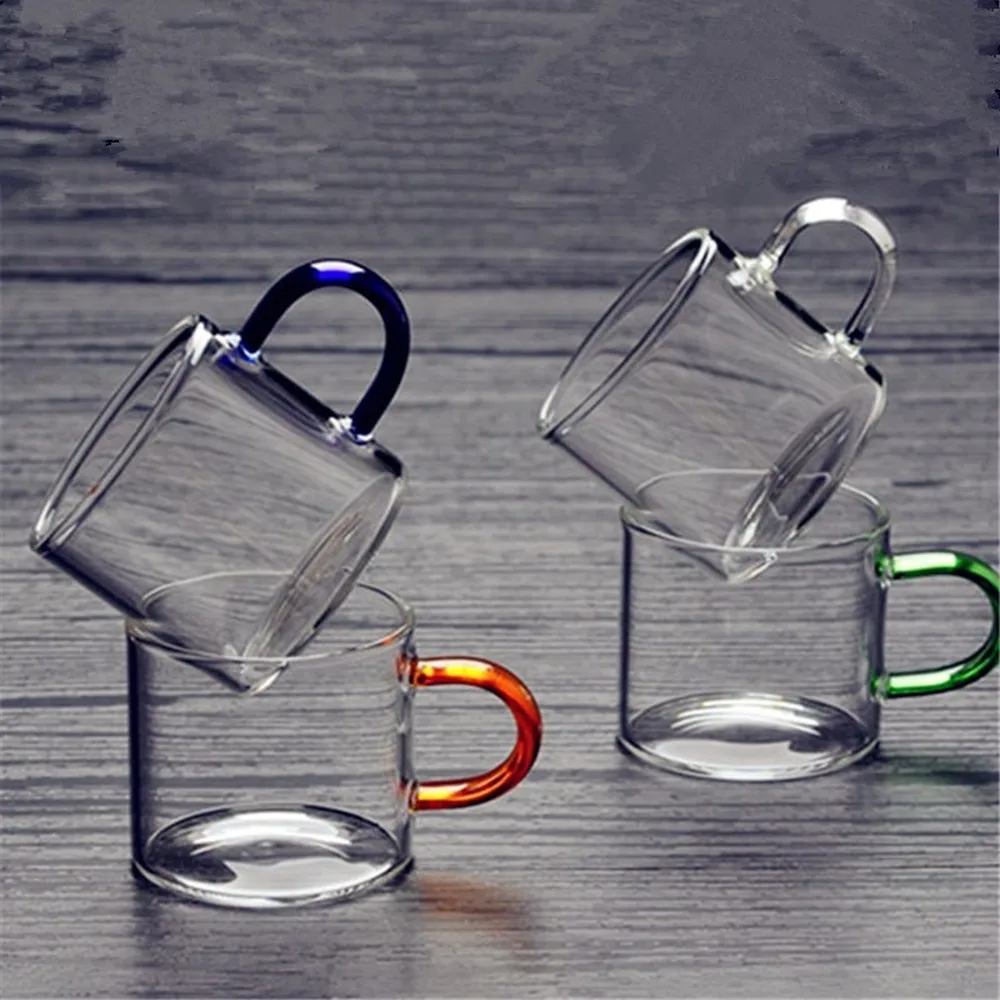 High-quality Heat-resistant Glass Tea Cup Colorful Small Handle Cup Kung Fu Tea Cup Household High Borosilicate White Wine Cup
High-quality Heat-resistant Glass Tea Cup Colorful Small Handle Cup Kung Fu Tea Cup Household High Borosilicate White Wine Cup