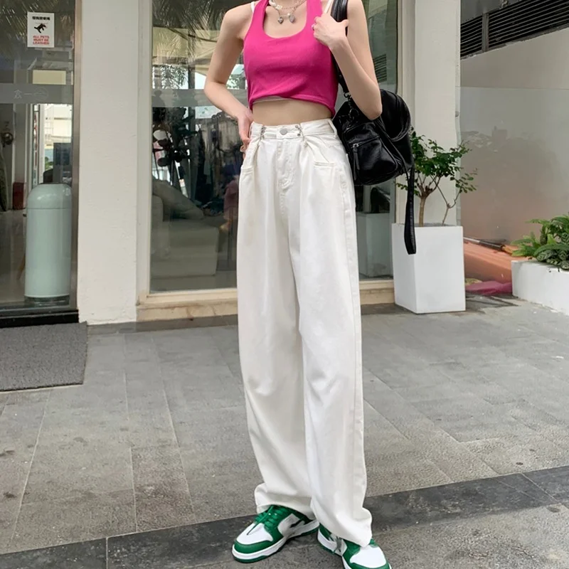 Fashion New High Waist Slimming Loose Butt Buckle Loose Straight Pink Casual Denim Trousers Ladies Korean Wide-leg Women Pants
Fashion New High Waist Slimming Loose Butt Buckle Loose Straight Pink Casual Denim Trousers Ladies Korean Wide-leg Women Pants