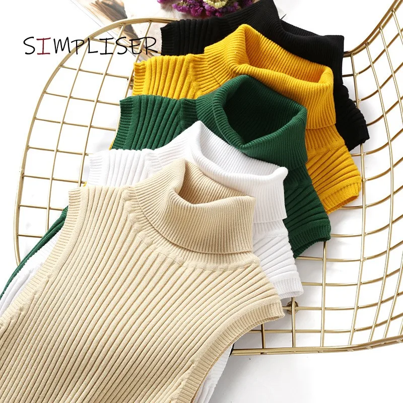 Sweaters Women Sleeveless Turtleneck Pullovers Casual Solid 2021 Spring Autumn Knitted Tops Jumper Mujer Yellow Black White
Sweaters Women Sleeveless Turtleneck Pullovers Casual Solid 2021 Spring Autumn Knitted Tops Jumper Mujer Yellow Black White