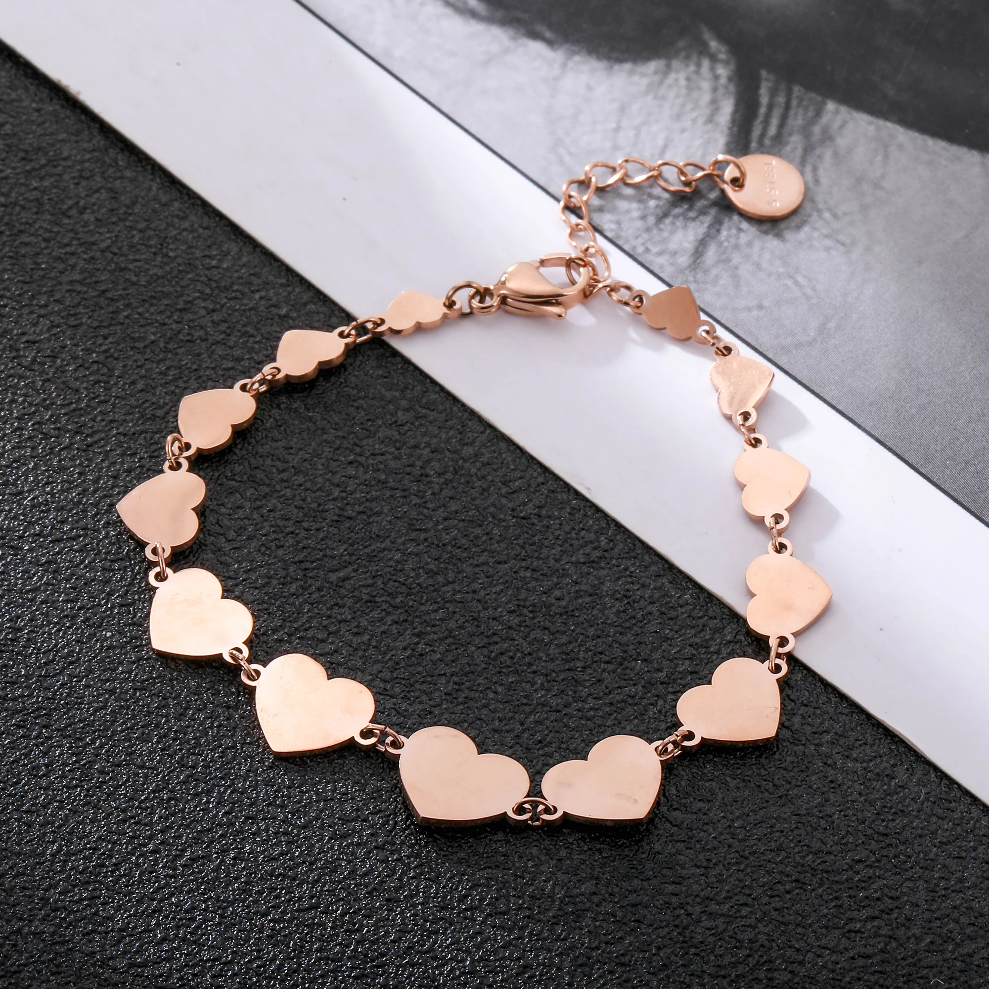 Stainless Steel Star Heart Charms Bracelet For Women Rose Gold Link Chain Trendy Jewelry Pulseras Valentines Gift 2021 | Украшения и