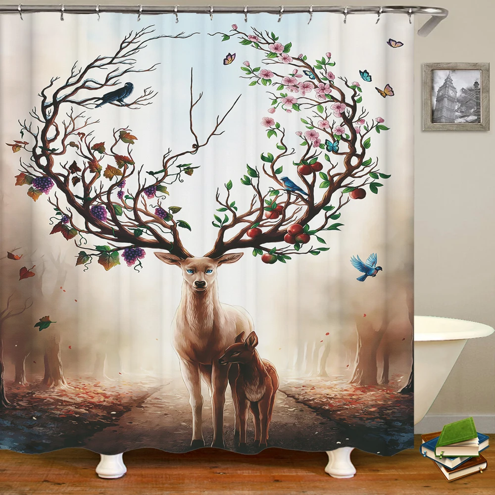 Elk Reindeer Deer Shower Curtains 3D Forest Animals Printing Bathroom Curtain With 12 Hooks Waterproof Polyester Home Decoration
Elk Reindeer Deer Shower Curtains 3D Forest Animals Printing Bathroom Curtain With 12 Hooks Waterproof Polyester Home Decoration