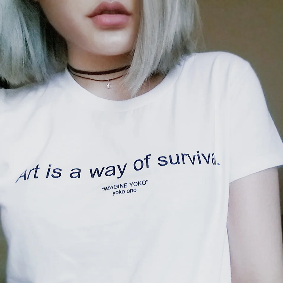 Tees Hight Quality Crewneck Hipster Tops Letter Printed T Shirts Art Is A Way of Survival T-Shirt
Tees Hight Quality Crewneck Hipster Tops Letter Printed T Shirts Art Is A Way of Survival T-Shirt