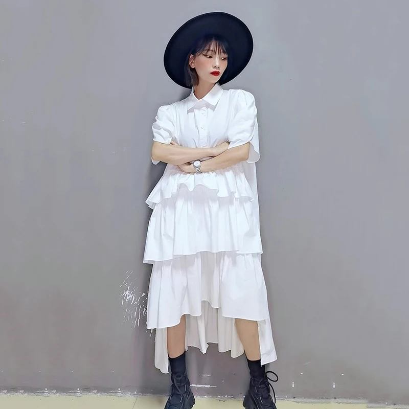 CHICEVER Blue Dress For Women Lapel Puff Half Sleeve Patchwork Ruffles Asymmetrical Hem Dresses Female 2021 Summer Clothing Tide
CHICEVER Blue Dress For Women Lapel Puff Half Sleeve Patchwork Ruffles Asymmetrical Hem Dresses Female 2021 Summer Clothing Tide