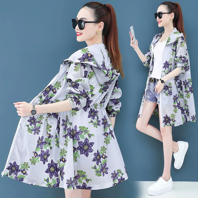 Women Hooded Sun protection Clothing Summer Mid-length New Loose Breathable Thin Windbreaker Jacket Female Casual Sunscreen Shir
Women Hooded Sun protection Clothing Summer Mid-length New Loose Breathable Thin Windbreaker Jacket Female Casual Sunscreen Shir