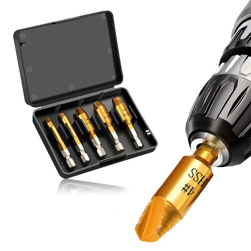 5pcs Damaged Screw Extractor Drill Bit Set Stripped Broken Screw Bolt Remover Extractor Easily Take Out Demolition Tools Kit
5pcs Damaged Screw Extractor Drill Bit Set Stripped Broken Screw Bolt Remover Extractor Easily Take Out Demolition Tools Kit