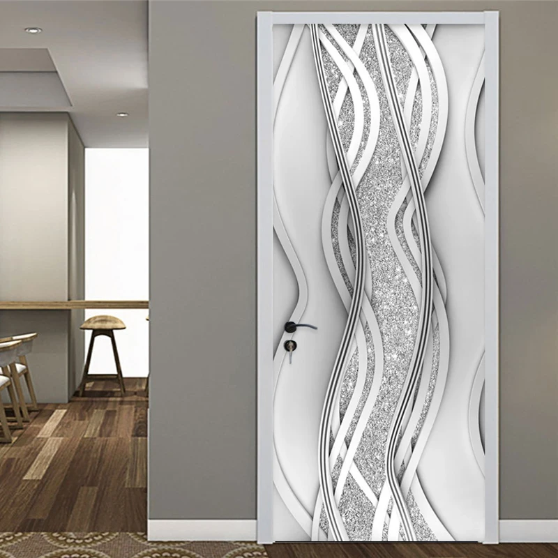 PVC Door Sticker Modern 3D Abstract Fashion Line Silver Pearl Wallpaper Living Room Art Door Poster Self-Adhesive Mural Stickers
PVC Door Sticker Modern 3D Abstract Fashion Line Silver Pearl Wallpaper Living Room Art Door Poster Self-Adhesive Mural Stickers