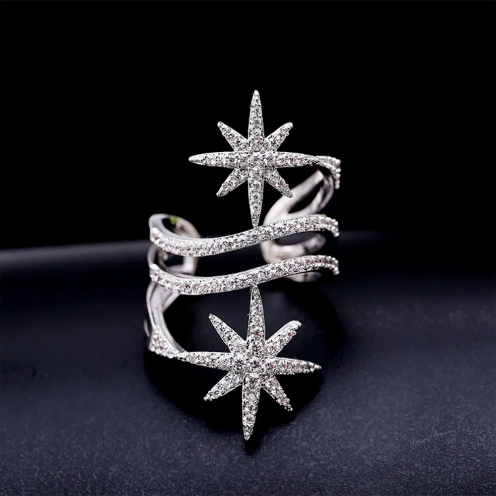 Exaggerated fashion stage SHOW women wide two layer shiny rhinestone star celebration classic opening index finger tail ring
Exaggerated fashion stage SHOW women wide two layer shiny rhinestone star celebration classic opening index finger tail ring