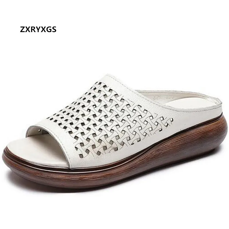 Promotion 2021 New Fish Mouth Hollow Genuine Leather Slippers Women Sandals Wedges Platform Slippers Casual Comfortable Shoes
Promotion 2021 New Fish Mouth Hollow Genuine Leather Slippers Women Sandals Wedges Platform Slippers Casual Comfortable Shoes