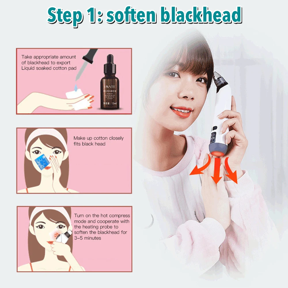 Pore Cleaner Nose T Zone Blackhead Remover With Heat Function Face Deep Pore Acne Pimple Removal Beauty Skin Care Home Tool
Pore Cleaner Nose T Zone Blackhead Remover With Heat Function Face Deep Pore Acne Pimple Removal Beauty Skin Care Home Tool