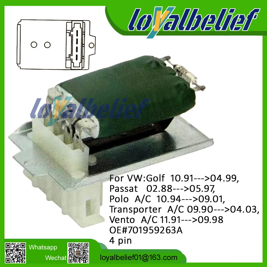 New Heater Blower Motor Resistor For VW Caddy MK2 Golf MK3 Passat Polo Transporter MK4 Vento 701959263A
New Heater Blower Motor Resistor For VW Caddy MK2 Golf MK3 Passat Polo Transporter MK4 Vento 701959263A