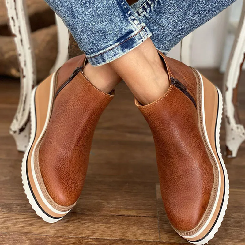 Ladies Round-toe Platform Boots Side Zipper Wedges Retro Plain Casual 2021 Fall Flat Bottom Side Zipper Shallow Nude Boots
Ladies Round-toe Platform Boots Side Zipper Wedges Retro Plain Casual 2021 Fall Flat Bottom Side Zipper Shallow Nude Boots