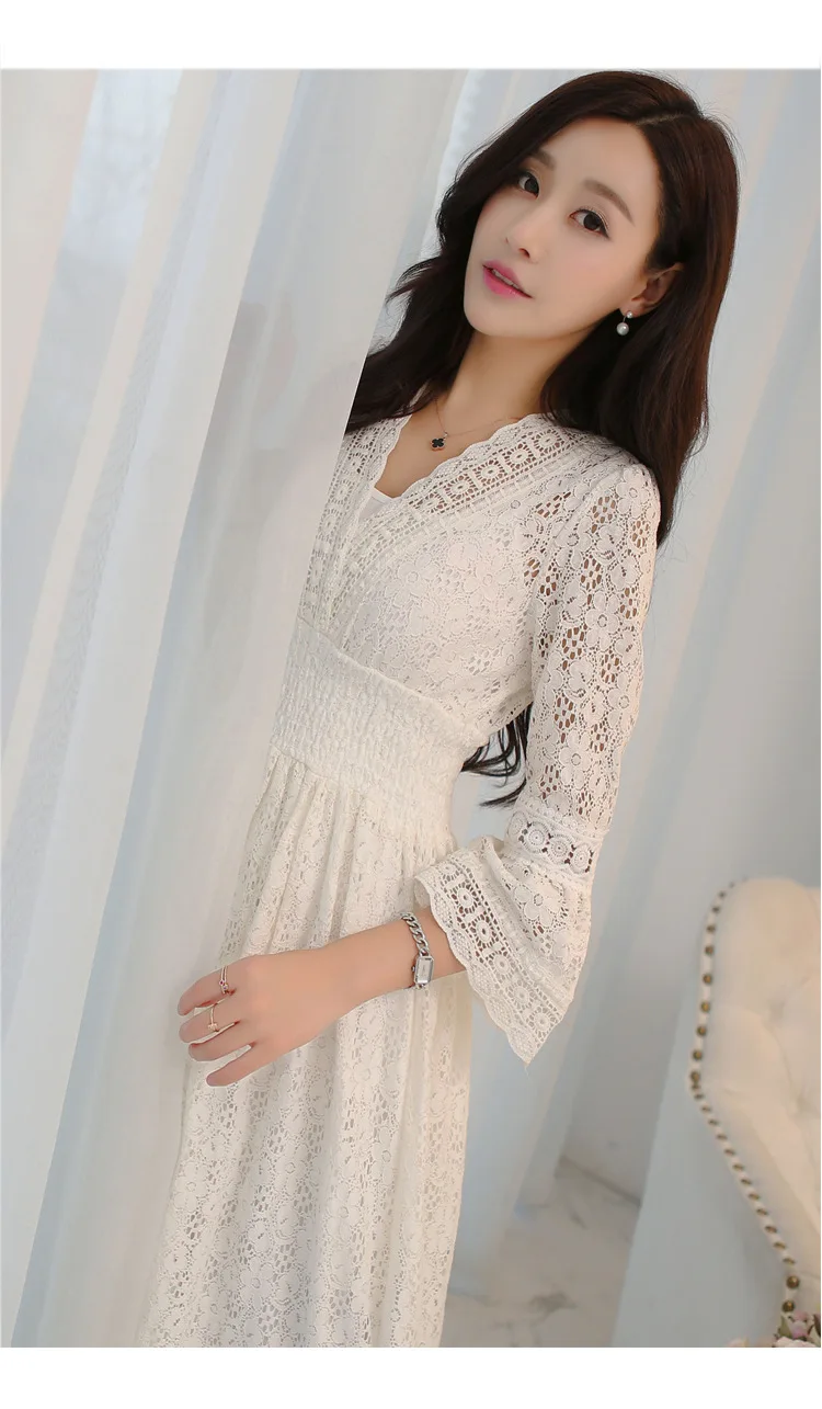 Dress Lace V-neck Skirt Slim Waist Korean Dress Holiday Women's Beach Skirt White Dress
Dress Lace V-neck Skirt Slim Waist Korean Dress Holiday Women's Beach Skirt White Dress