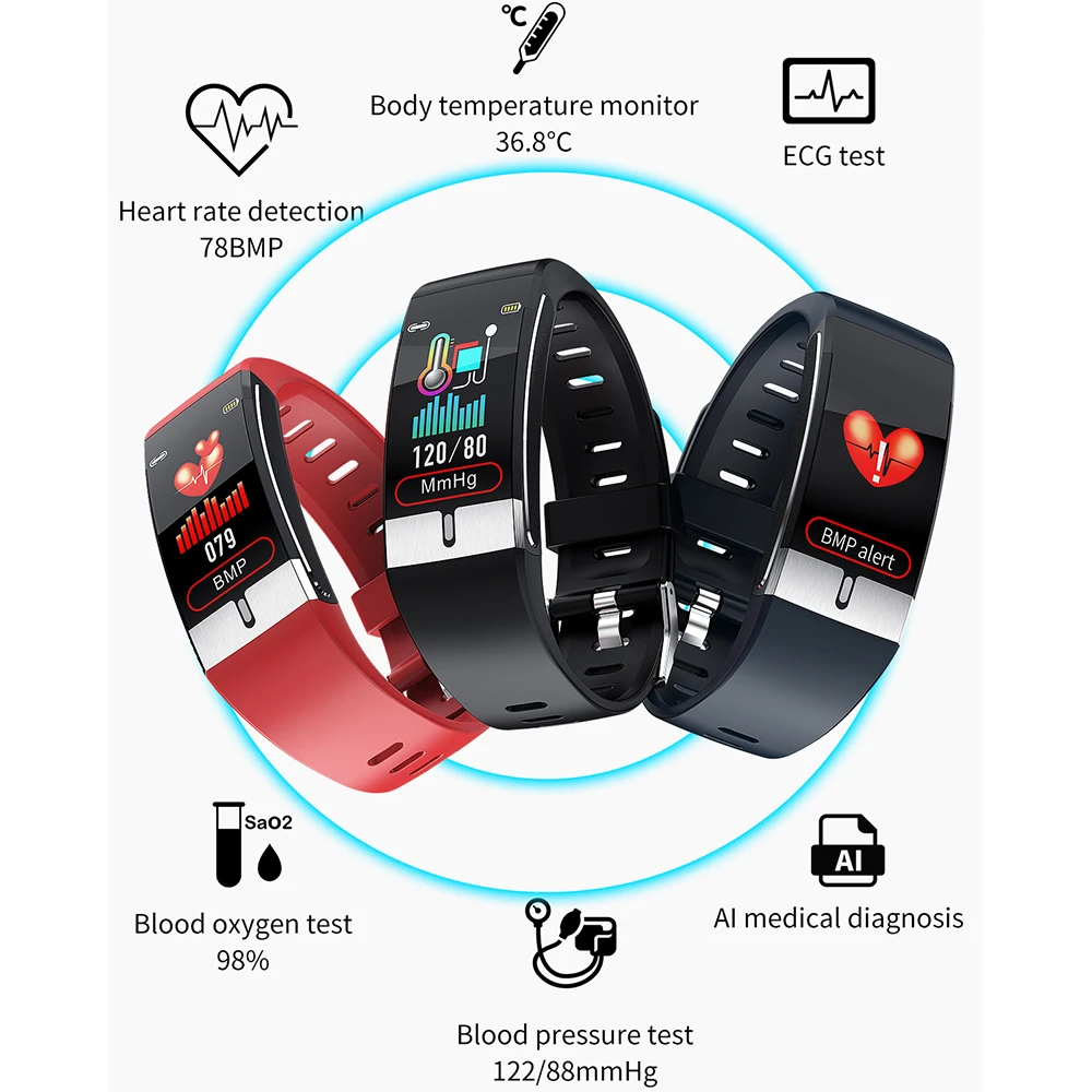 E66 Smart Bracelet Women Men Kids Body Temperature Measurement ECG Heart Rate Fitness Wristband IP68 Waterproof Sports Watches
E66 Smart Bracelet Women Men Kids Body Temperature Measurement ECG Heart Rate Fitness Wristband IP68 Waterproof Sports Watches
