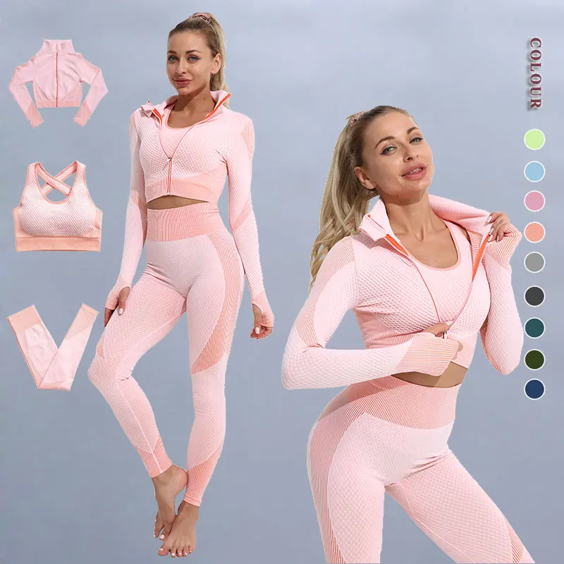 Sports Set Yoga Suit For Fitness Clothing Zipper Long Sleeve Crop Top Bra Seamless Legging Women's Tracksuit Sportswear Yoga Set
Sports Set Yoga Suit For Fitness Clothing Zipper Long Sleeve Crop Top Bra Seamless Legging Women's Tracksuit Sportswear Yoga Set