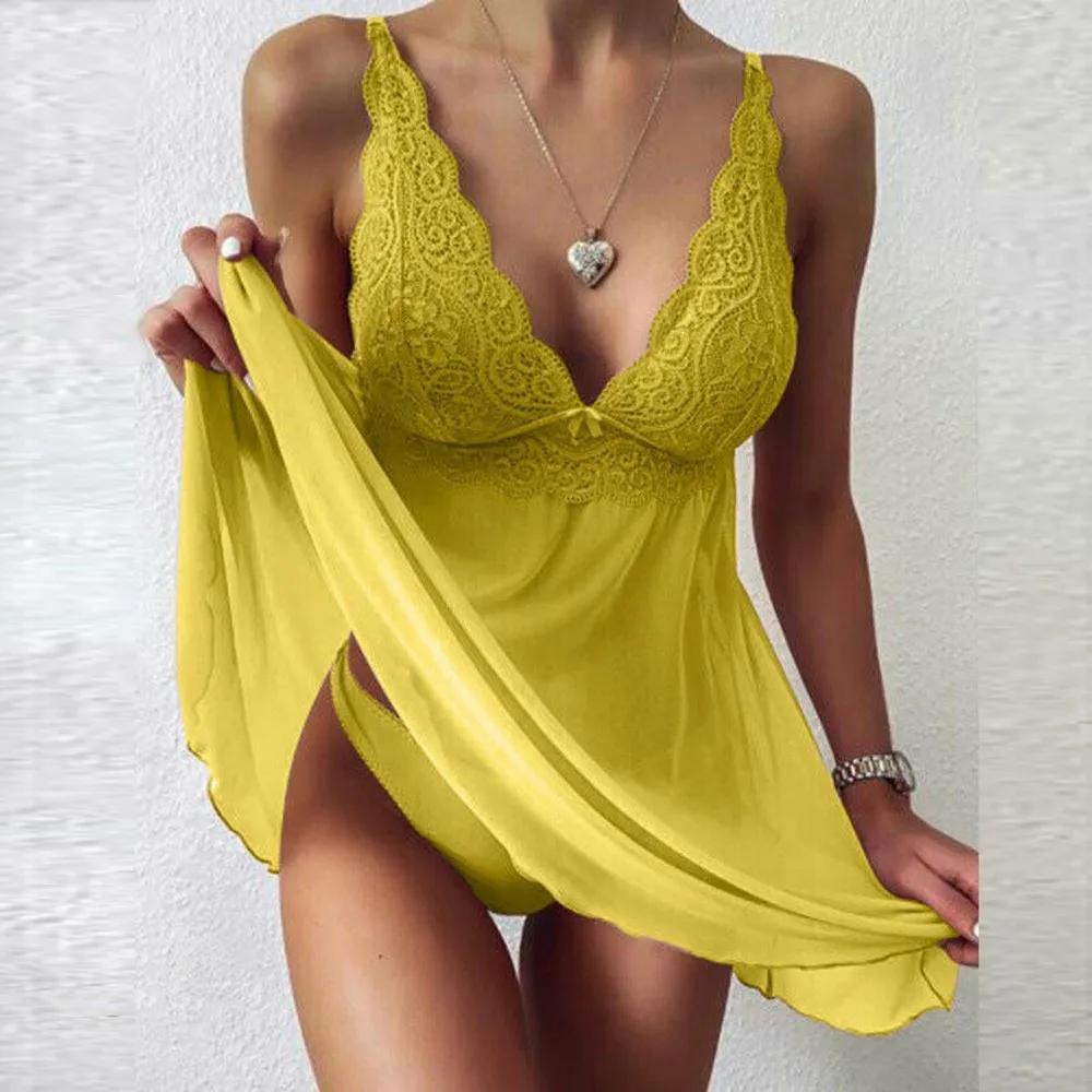 Women's See-Through Stitching Lace Nightdress V Collar Mesh Sleeveless Sexy Nightgowns Homewear Female Mini Sleeping Dress Sexy
Women's See-Through Stitching Lace Nightdress V Collar Mesh Sleeveless Sexy Nightgowns Homewear Female Mini Sleeping Dress Sexy