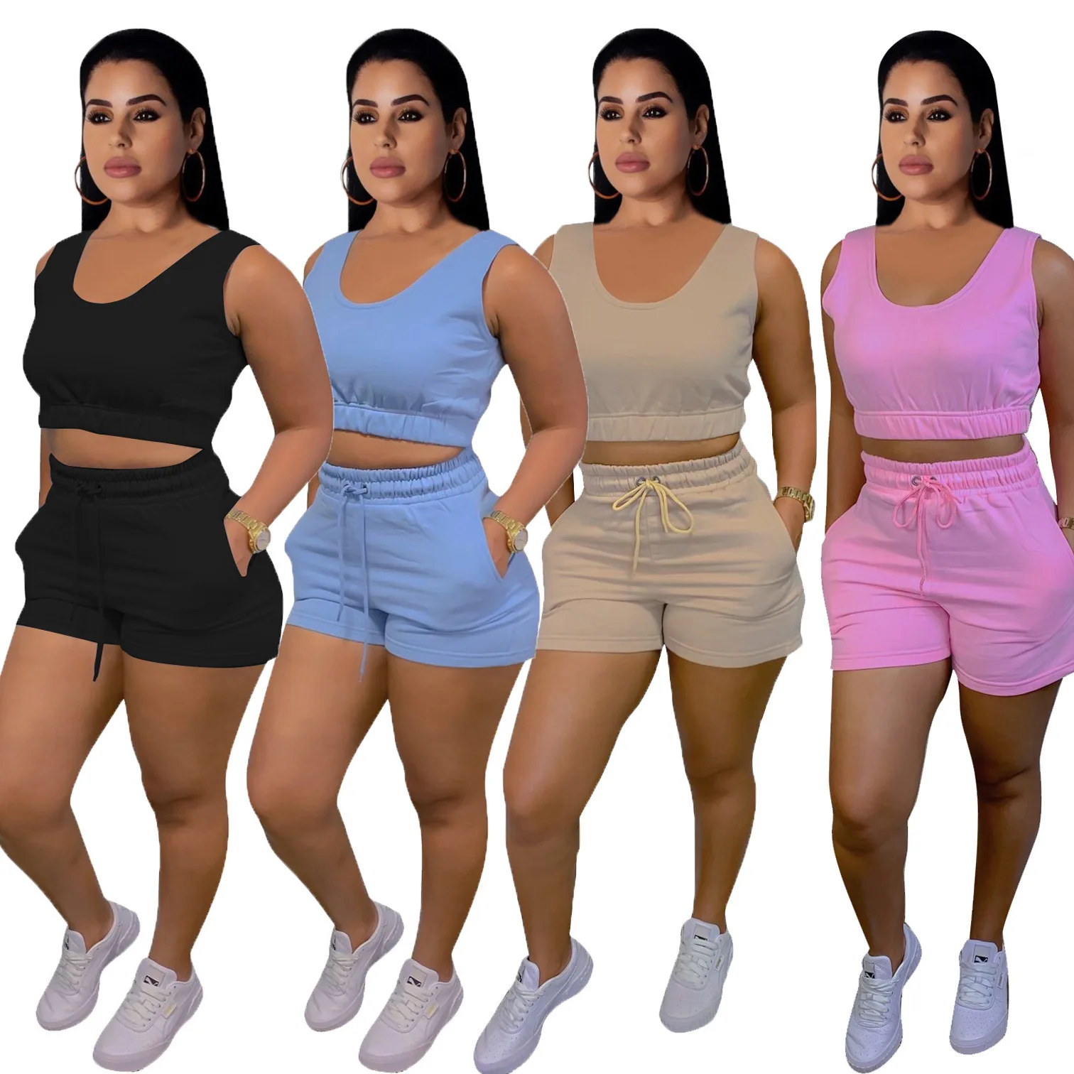 ZZH2133 Wholesale Items Streetwear 2 Two Piece Sets Womens Outfits Cami Strap Sleeveless Crop Top Shorts Sets Tracksuit
ZZH2133 Wholesale Items Streetwear 2 Two Piece Sets Womens Outfits Cami Strap Sleeveless Crop Top Shorts Sets Tracksuit