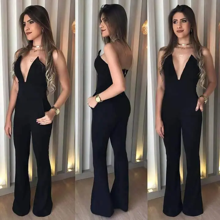 2019 European and American New Style for Autumn and Winter Jumpsuit Hot Selling Sexy V-neck Thin Waist Trousers 
2019 European and American New Style for Autumn and Winter Jumpsuit Hot Selling Sexy V-neck Thin Waist Trousers