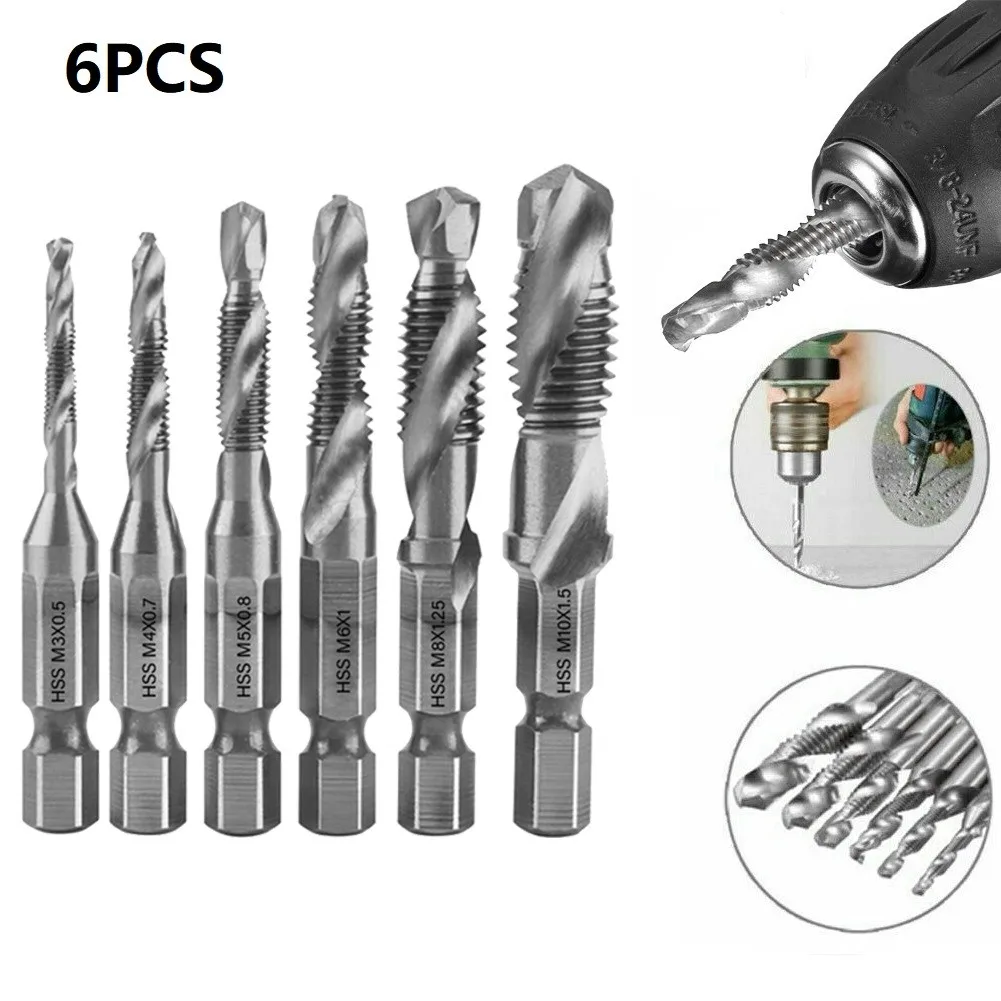 6 Pcs M3-M10 Hex Shank Titanium Plated HSS Screw Thread Metric Tap Drill Bits For Electric Drill Accessories
6 Pcs M3-M10 Hex Shank Titanium Plated HSS Screw Thread Metric Tap Drill Bits For Electric Drill Accessories