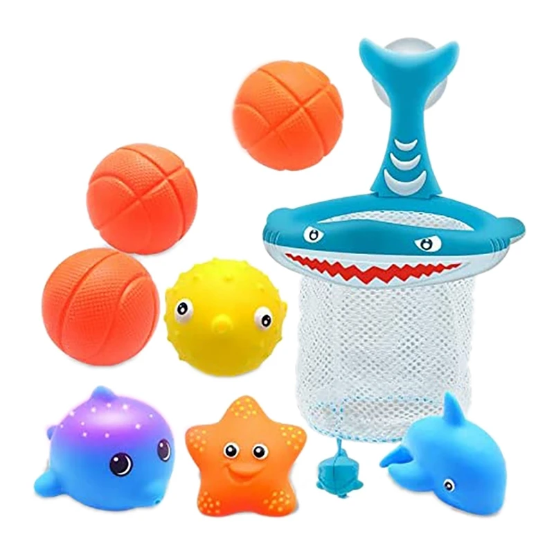 

Набор для ванны светильник кой для животных, 8 пакетов, баскетбольные рыбы, сетчатый спрей для воды, игрушки-животные, Игрушки для ванны, Игру...