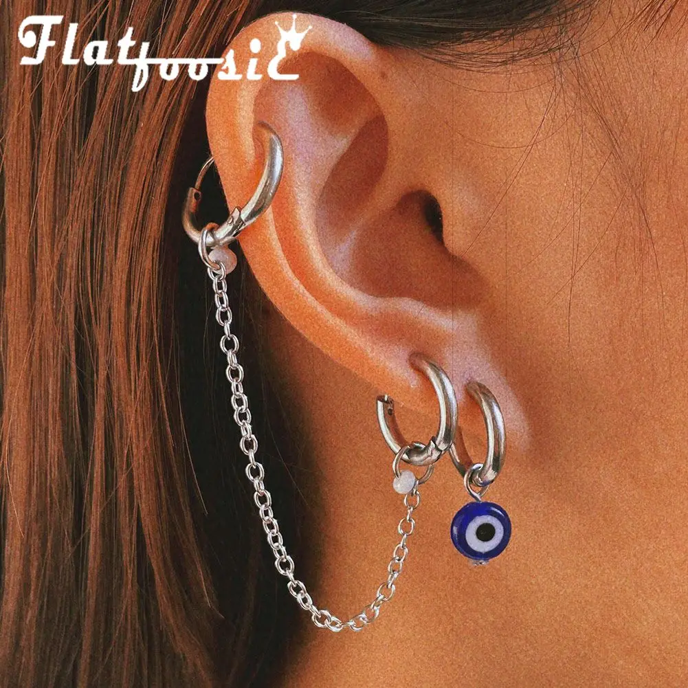 Flatfoosie Trendy Evil Eye Stainless Steel Hoop Earrings for Women Silver Color Long Chain Circle Huggies Earrings Party Jewelry
Flatfoosie Trendy Evil Eye Stainless Steel Hoop Earrings for Women Silver Color Long Chain Circle Huggies Earrings Party Jewelry