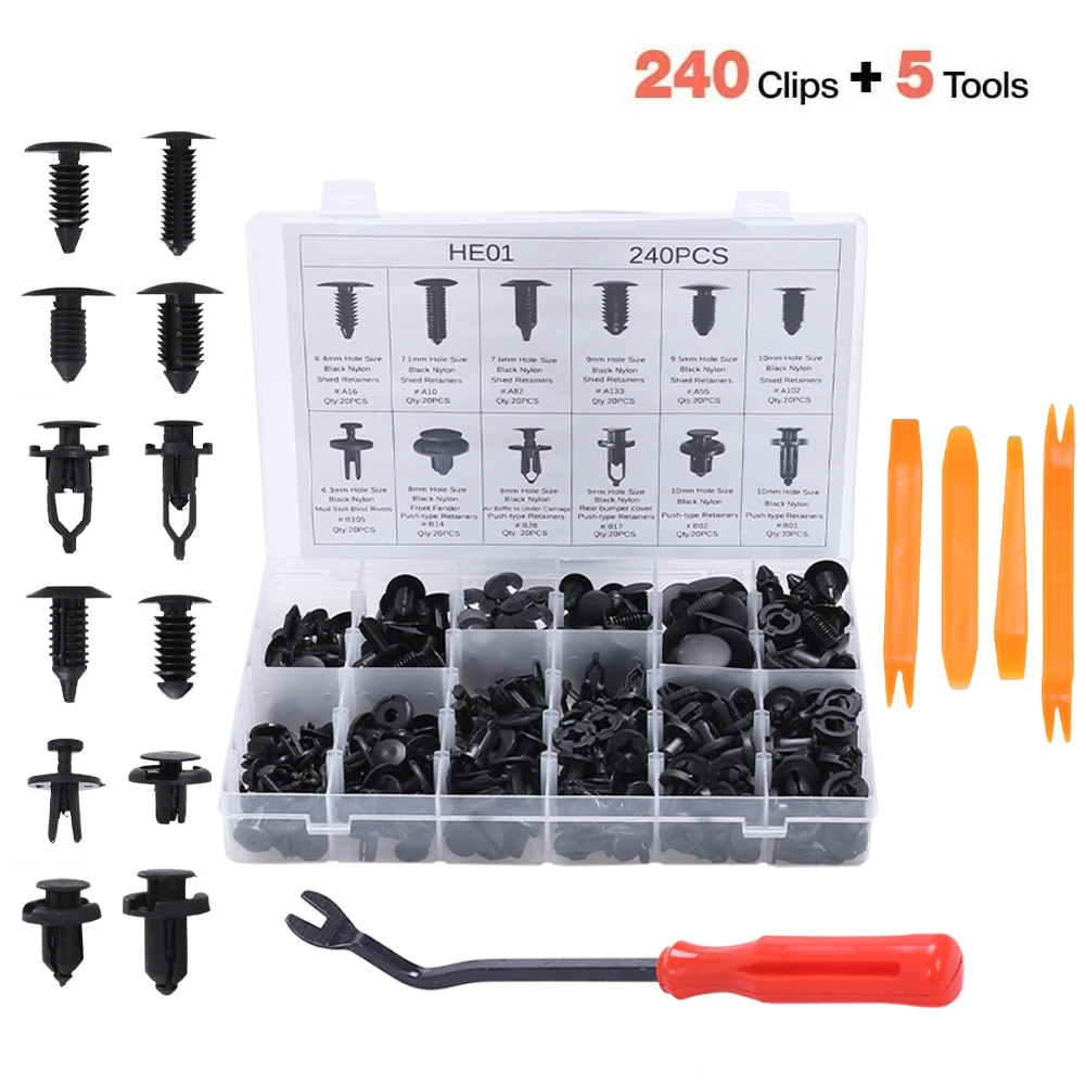 New 240PCS Bumper Retainer Clips Car Rivets Fasteners Push Retainer Kit SizesAuto Push Pin Rivets Set-Door Trim Panel Fender
New 240PCS Bumper Retainer Clips Car Rivets Fasteners Push Retainer Kit SizesAuto Push Pin Rivets Set-Door Trim Panel Fender
