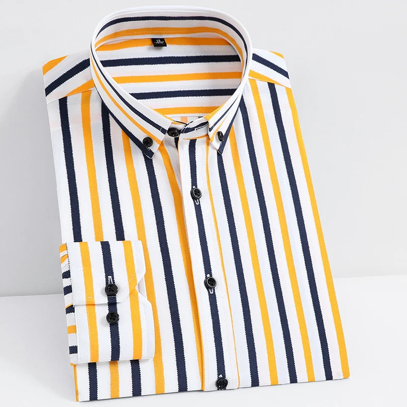 Men Fashion Non-iron Stretch Casual Striped Shirts Pocketless Design Long Sleeve Standard-fit Button Down Shirt Clothing for Man
Men Fashion Non-iron Stretch Casual Striped Shirts Pocketless Design Long Sleeve Standard-fit Button Down Shirt Clothing for Man