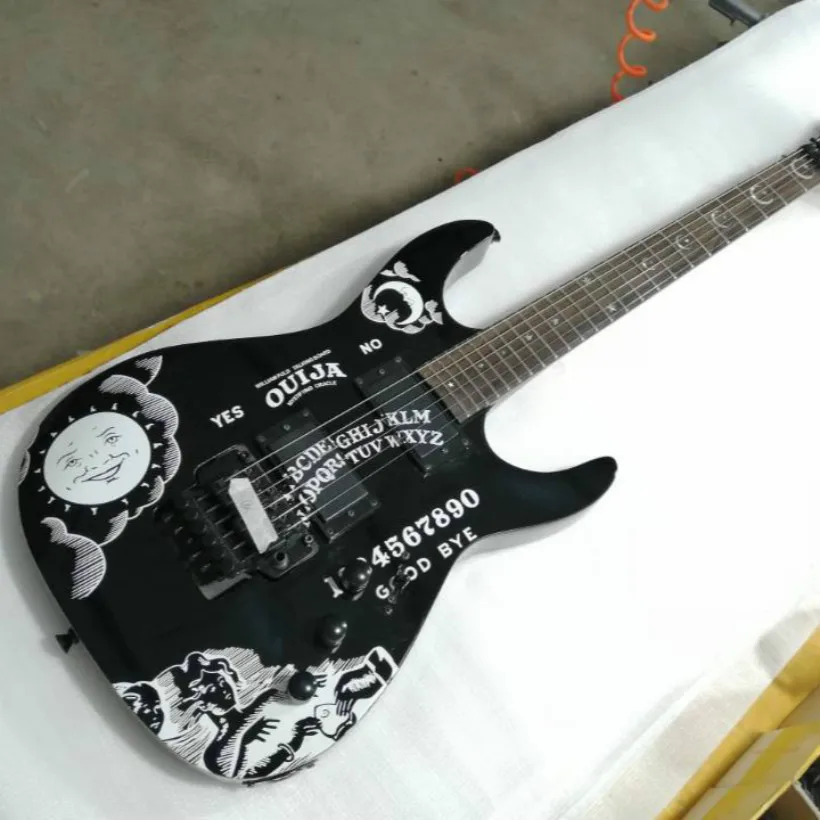 Top quality FDOH-9006 black color Personality patterm black hardware Kirk Hammett Ouija Electric Guitar, Free shipping
Top quality FDOH-9006 black color Personality patterm black hardware Kirk Hammett Ouija Electric Guitar, Free shipping