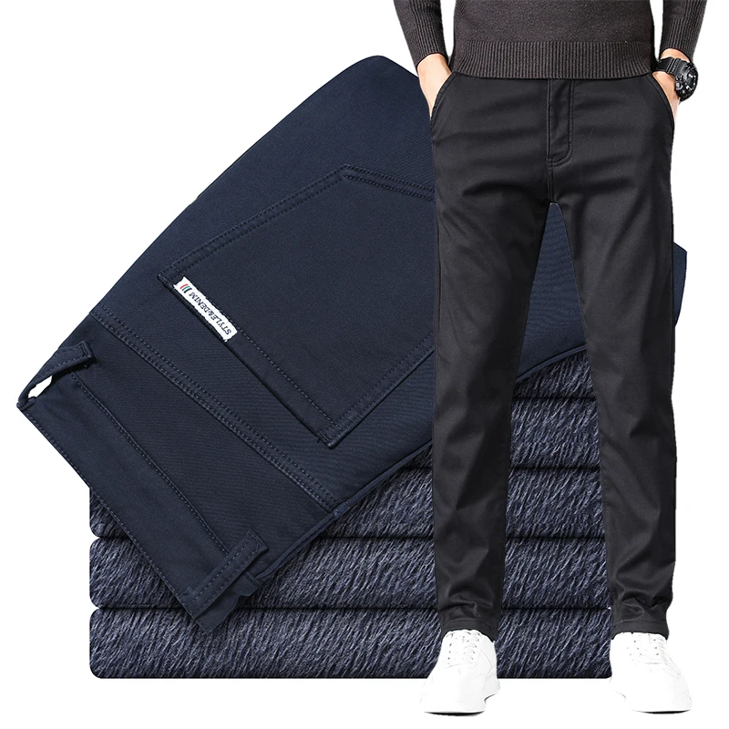 Business Men Clothing Pants Winter Fleece Casual Thickening Blue Black Stretch Keep Warm Work Office Male Trousers
Business Men Clothing Pants Winter Fleece Casual Thickening Blue Black Stretch Keep Warm Work Office Male Trousers