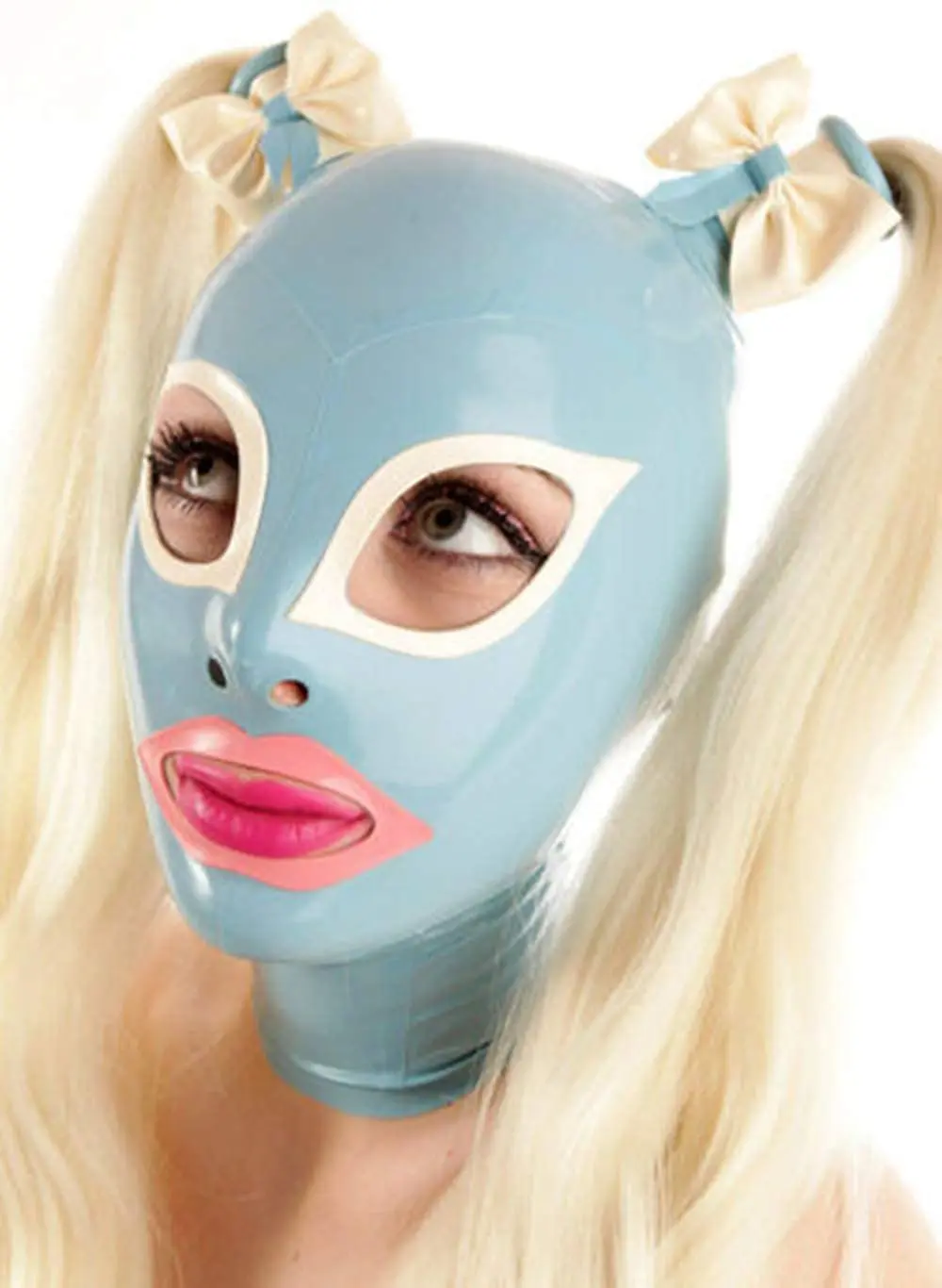Sexy Blue Latex Hood with Double Pigtail Gummi Rubber Mask for Catsuit Party Wear Club Cosplay Halloween Costumes for Women
Sexy Blue Latex Hood with Double Pigtail Gummi Rubber Mask for Catsuit Party Wear Club Cosplay Halloween Costumes for Women