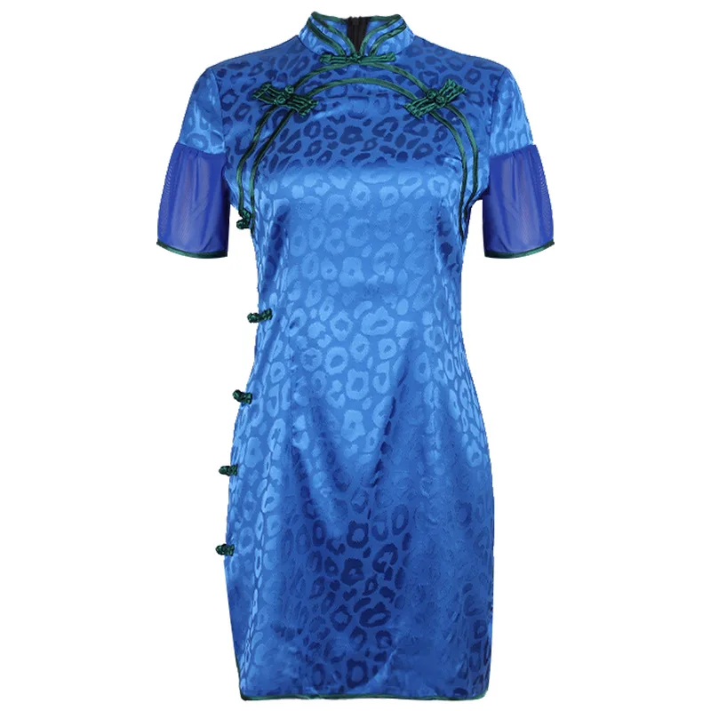 Traditional Cheongsam Women Dress Chinese Style Blue Sexy Split Short Shkirt Summer Girl Vintage Casual Party Qipao Modern
Traditional Cheongsam Women Dress Chinese Style Blue Sexy Split Short Shkirt Summer Girl Vintage Casual Party Qipao Modern