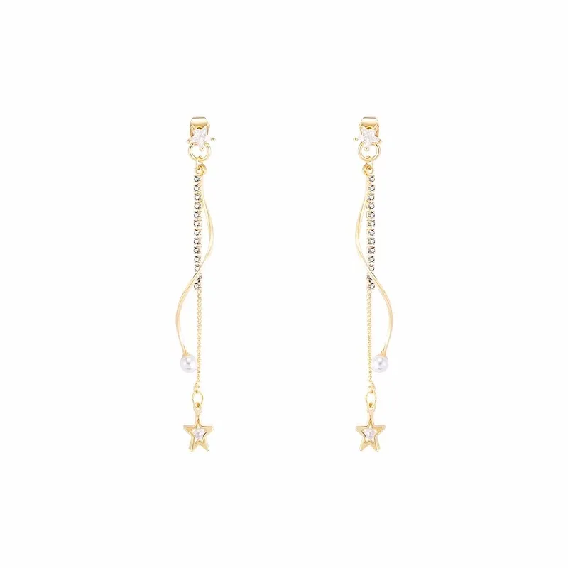 Gold Tassel Earrings for Women 2021 Trend New Star Earings Long with Pearl Jewelry Korean Japanese Style Fashion Luxury Design
Gold Tassel Earrings for Women 2021 Trend New Star Earings Long with Pearl Jewelry Korean Japanese Style Fashion Luxury Design