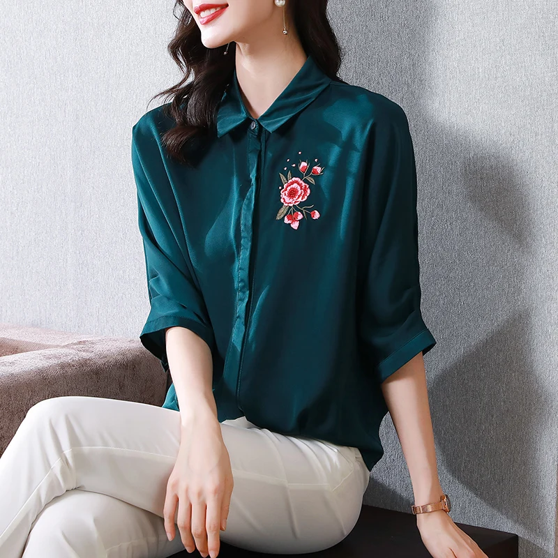 COIGARSAM Shirt Womens Tops Summer 2021 New Office Lady Three Quarter Sleeve Silk Batwing Sleeve Women Shirts
COIGARSAM Shirt Womens Tops Summer 2021 New Office Lady Three Quarter Sleeve Silk Batwing Sleeve Women Shirts
